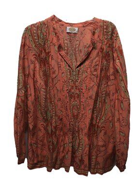 Talbot's Woman salmon pink BOHO cotton tunic, 3X?
